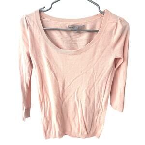 Old Navy Pink Scoop Neck 3/4 Length Sleeve Light Sweater - Small